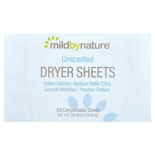 Mild By Nature, Toallitas para secadora, Sin fragancia, 120 toallitas compostables