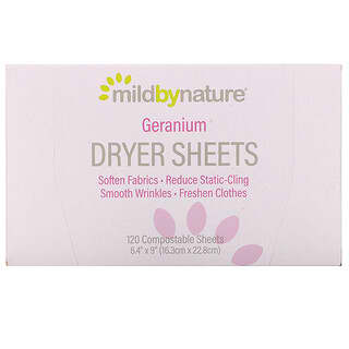 Mild By Nature, Dryer Sheets, Geranium, 120 Compostable Sheets
