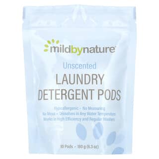 Mild By Nature, Cápsulas de detergente para la ropa, Sin fragancia, 10 cargas, 177 g (0,39 lb)