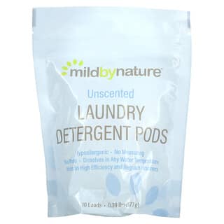 Mild By Nature, Laundry Detergent Pods, Unscented, 10 Loads, 0.39 lbs, 6.24 oz (177 g)