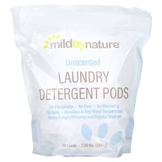 Mild By Nature, Cápsulas de detergente para la ropa, Sin fragancia, 60 cargas, 1077 g (2,38 lb)