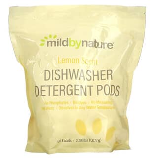 Mild By Nature, Cápsulas de detergente para lavavajillas automáticos, Aroma a limón, 60 cargas, 2,38 lb, 1077 g (36,48 oz)