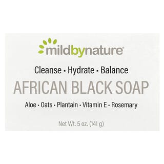 Mild By Nature, Sabun Batangan Hitam Afrika, Dengan Oat & Pisang Tanduk, 141 g (5 ons)