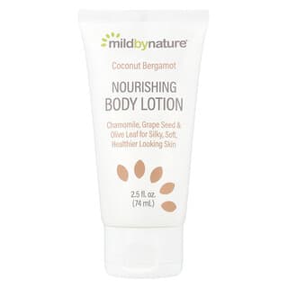 Mild By Nature, Loción nutritiva para el cuerpo, Coco y bergamota, 74 ml (2,5 oz. líq.)