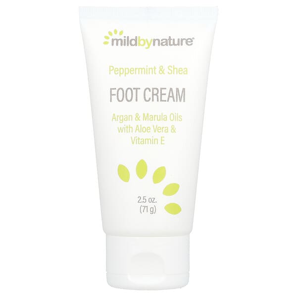 Mild By Nature, Peppermint & Shea Foot Cream with Argan & Marula Oils, 2.5 oz (71 g)