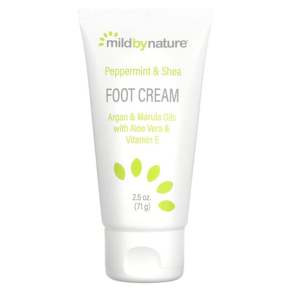 Mild By Nature, Peppermint & Shea Foot Cream with Argan & Marula Oils, 2.5 oz (71 g)