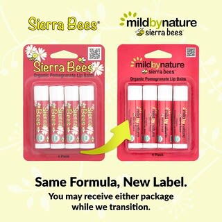 Mild By Nature, Sierra Bees™, Baume à lèvres biologique, Grenade, 4 paquets de 4,25 g chacun