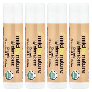 Mild By Nature, Sierra Bees™, Bálsamos labiales orgánicos, Pomelo, 4 paquetes, 4,25 g (0,15 oz) cada uno