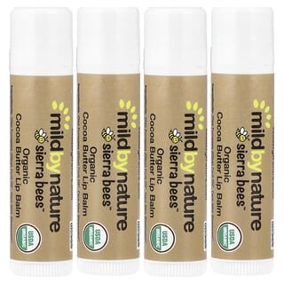 مايلد باي ناتشور‏, Sierra Bees ™ ، مرطب شفاه عضوي ، بزبدة الكاكاو ، 4 عبوات ، 0.15 أونصة (4.25 جم) لكل عبوة