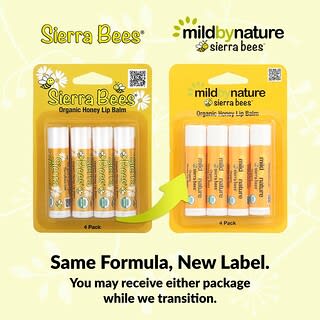 Mild By Nature, Sierra Bees™, органические бальзамы для губ, с медом, 4 шт. в упаковке, 4,25 г (0,15 унции)