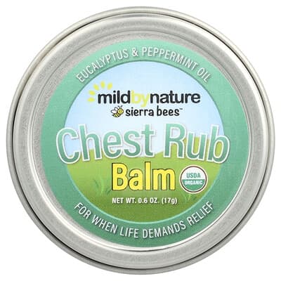 Mild By Nature, Chest Rub Balm, Eucalyptus & Peppermint, 0.6 oz (17 g)