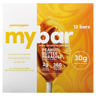 ProSupps, Prosupps, Triple Layered Protein Bar, Peanut Butter Paradise, 12 Bars, 3.03 oz (86 g) Each