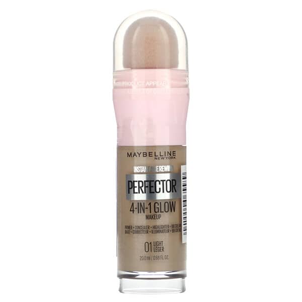 Maybelline‏, "Instant Age Rewind, איפור זוהר 4 ב-1 מבית Perfector, 01 Light, ‏20 מ""ל (0.68 אונקיות נוזל)"