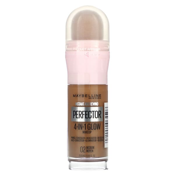 Maybelline‏, "Instant Age Rewind, איפור זוהר 4 ב-1 מבית Perfector, 02 מדיום, 20 מ""ל (0.68 אונקיות נוזל)"