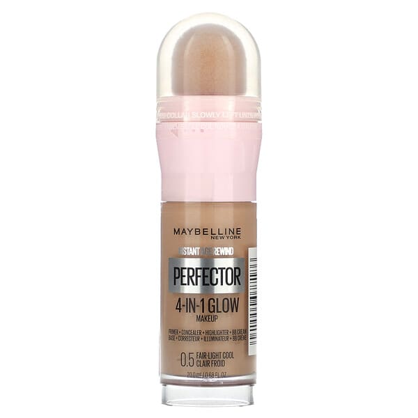 Maybelline‏, "Instant Age Rewind, איפור זוהר 4 ב-1 מבית Perfector‏, 0.5 Fair-Light Cool‏, 20 מ""ל (0.68 אונקיות נוזל)"