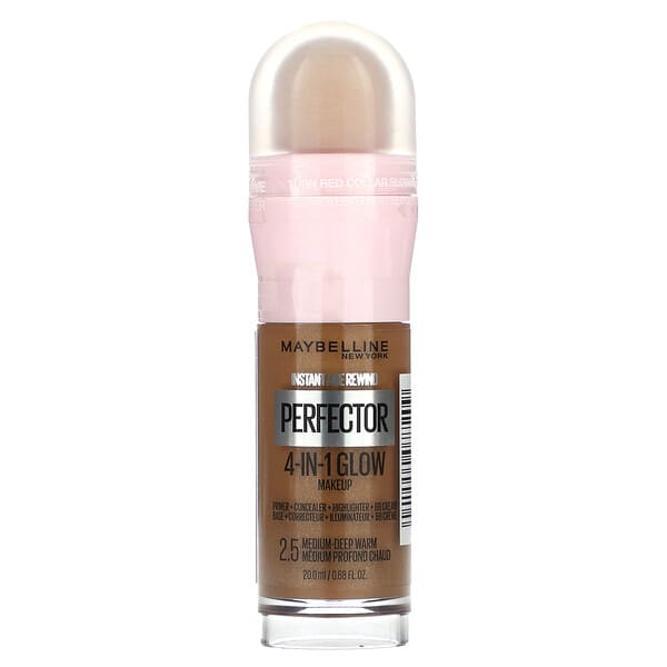 Maybelline‏, "איפור זוהר 4 ב-1 מבית Instant Age Rewind, Perfector, תערובת חמה 2.5 לעומק בינוני-עמוק, 20 מ""ל (0.68 אונקיות נוזל)"