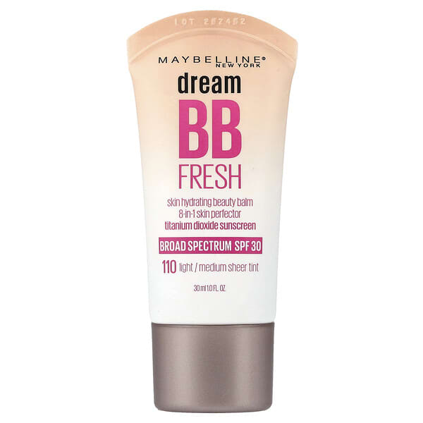 Maybelline, 꿈 BB 프레시, 스킨 하이드레이팅 뷰티 밤, SPF 30, 110 라이트/미디엄 시어 틴트, 30ml(1fl oz)