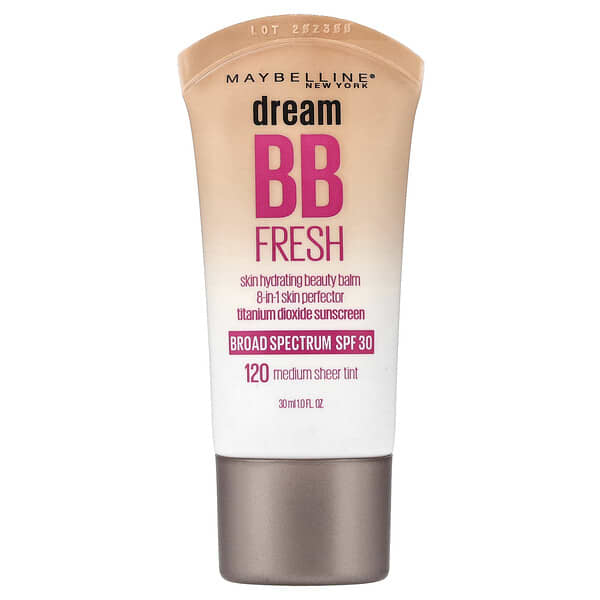 Maybelline, 꿈 BB 프레시, 스킨 하이드레이팅 뷰티 밤, SPF 30, 120 미디엄 시트 틴트, 30ml(1fl oz)