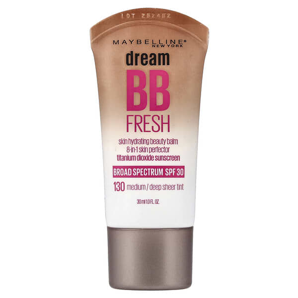 Maybelline, 꿈 BB 프레시, 스킨 하이드레이팅 뷰티 밤, SPF 30, 130 미디엄/딥 시어 틴트, 30ml(1fl oz)