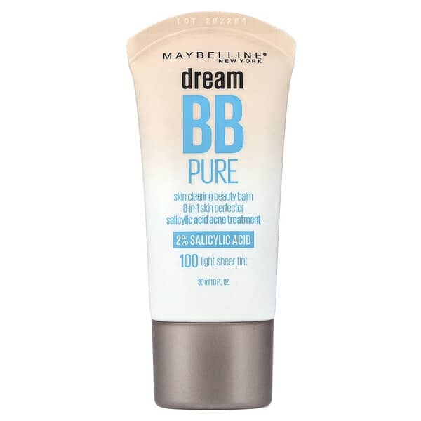 Maybelline, 꿈 BB 퓨어, 스킨 클리어링 뷰티 밤, 라이트 시어 틴트 100회, 30ml(1fl oz)
