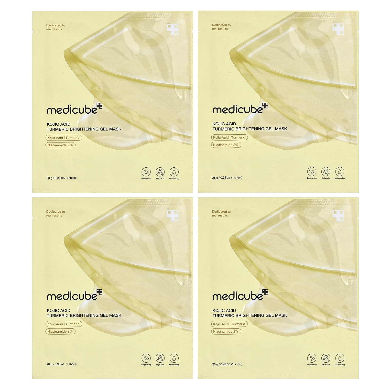 Kojic Acid Turmeric Brightening Gel Beauty Mask, 4 Sheets, 0.98 oz