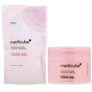 Medicube, PDRN, Almohadillas tonificantes en gel con colágeno rosa, 70 almohadillas, 120 ml (4,05 oz. líq.)