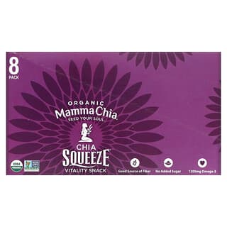ماما شيا‏, Chia Squeeze العضوية، وجبة خفيفة تمنح الحيوية، توت أسود، 8 أكياس عصير، 3.5 أونصات (99 جم) لكل كيس
