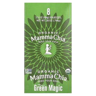 Mamma Chia, Bio-Chia-Squeeze, Vitalitäts-Snack, Green Magic, 8 Squeezen, je 99 g (3,5 oz.)