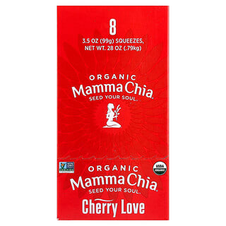 Mamma Chia, Ekologisk Chia Squeeze, Vitality Snack, Cherry Love, 8 Squeezes, 3.5 oz (99 g) Varje