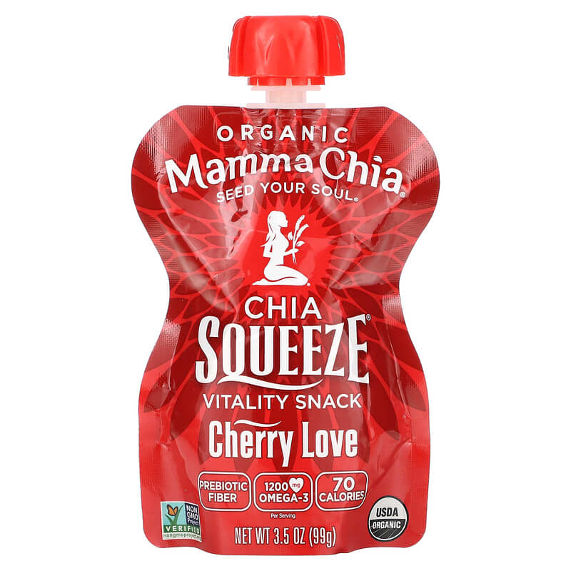 Organic Chia Squeeze®, Vitality Snack, Cherry Love, 8 Squeezes