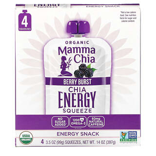 Mamma Chia, Organic Chia Energy Squeeze, Berry Burst, 4 Pouches, 3.5 oz (99 g) Each