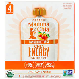 Mamma Chia, Organic Chia Energy Squeeze, Tangerine Twist, 4 Pouches, 3.5 oz (99 g) Each