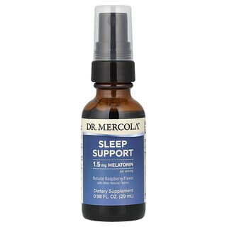 Dr. Mercola, Sleep Support with Melatonin, Natural Raspberry, 0.98 fl oz (29 ml)