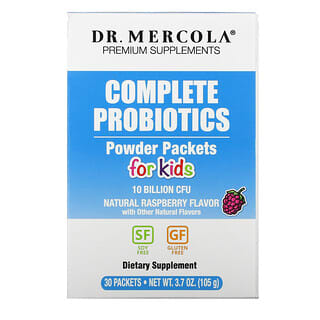 Dr. Mercola, комплекс пробиотиков для детей в виде порошка в пакетиках, натуральный малиновый вкус, 10 млрд КОЕ, 30 пакетиков, по 3,5 г (0,12 унции) каждый
