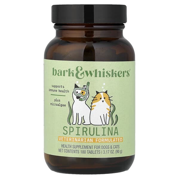 دكتور ميركولا‏, Bark & Whiskers ™ ، سبيرولينا ، للكلاب والقطط ، 180 قرصًا ، 3.17 أونصة (90 جم)