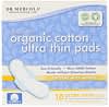 Organic Cotton Ultra Thin Pads, Daytime with Wings, 10 Pads