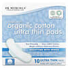 Organic Cotton Ultra Thin Pads, Nighttime with Wings, 10 Pads