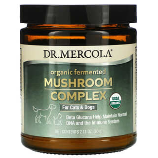 Dr. Mercola, Complexo de Cogumelos Fermentados Orgânicos, para Gatos e Cães, 60 g (2,11 oz)