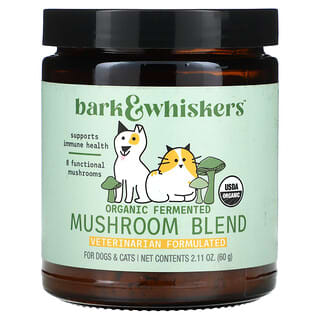 Dr. Mercola, Bark & Whiskers, Mezcla de hongos orgánicos fermentados, Para perros y gatos, 60 g (2,11 oz)