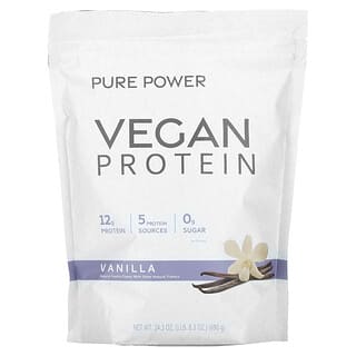Dr. Mercola, Pure Power, веганский протеин, со вкусом ванили, 690 г (1 фунт, 8,3 унции)