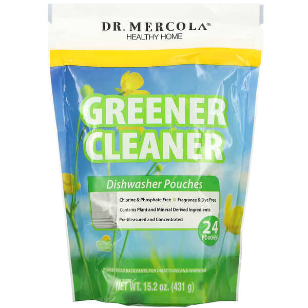 Dr. Mercola, グリーナークリーナー、食器洗い機用ポーチ、24個、431g（15.2オンス)