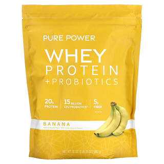 Dr. Mercola, Pure Power, Proteína de suero de leche y probióticos, Plátano`` 880 g (1 lb 15 oz)