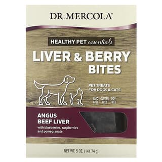 Dr. Mercola, Healthy Pet Essentials, Bouchées au foie et aux baies, Pour chiens et chats, Foie de bœuf Angus, 141,74 g