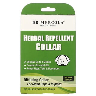 Dr. Mercola, Collar repelente a base de hierbas, para perros pequeños y cachorros, un collar, 0.7 oz (19.85 g)