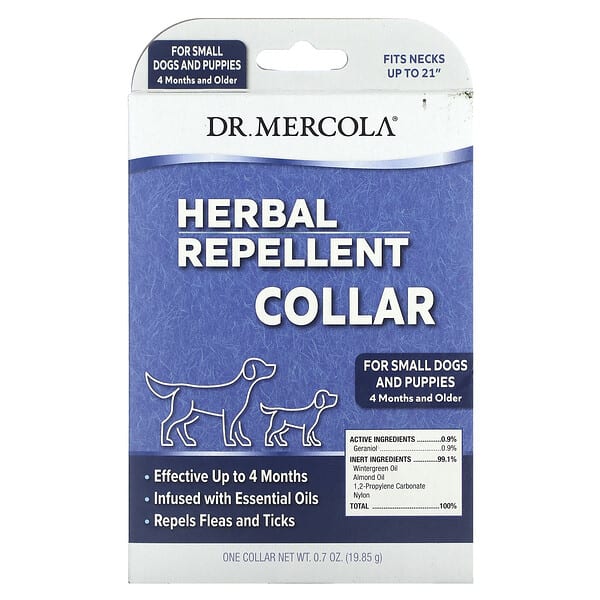 Dr. Mercola, Herbal Repellent Collar, For Small Dogs & Puppies, One