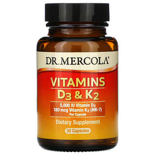 Dr. Mercola, فيتامينَي (د3) و(ك2)، 30 كبسولة