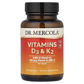 Dr. Mercola, D3 ve K2 Vitaminleri, 30 Kapsül
