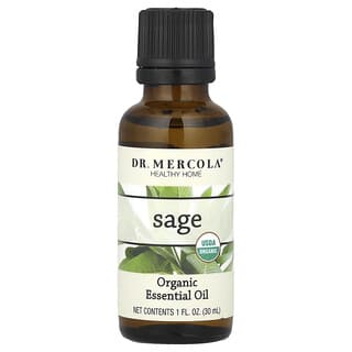 Dr. Mercola, Organik Esansiyel Yağ, Adaçayı, 1 oz (30 ml)