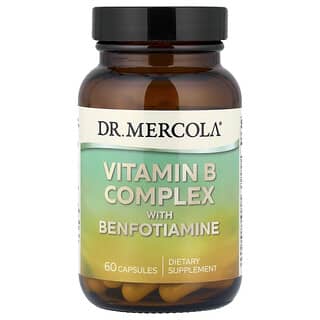 Dr. Mercola, Complexo de Vitamina B com Benfotiamina, 60 Cápsulas