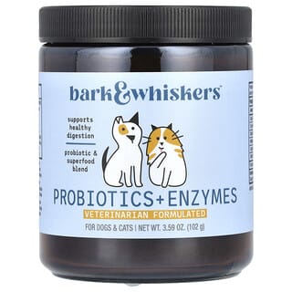 Dr. Mercola, Kora i wąsy, probiotyki + enzymy, dla psów i kotów, 102 g